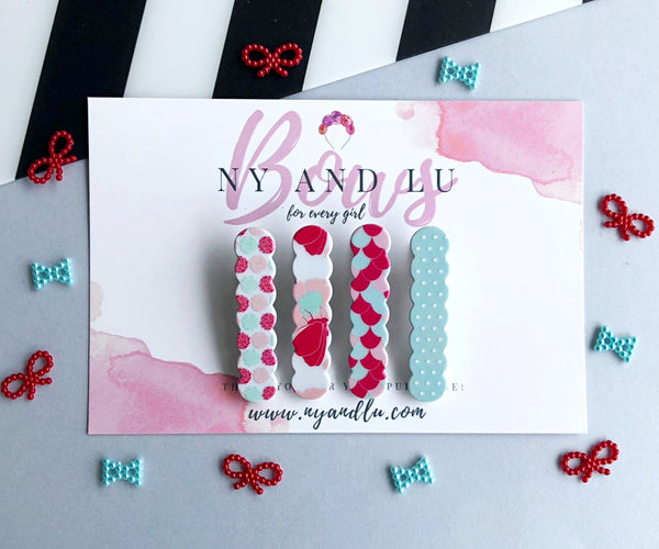 Clip Set || Scallop Pink and Mint