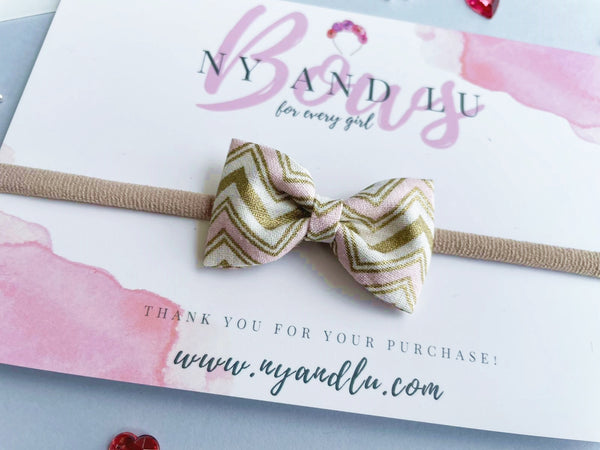 Mini Bow - Pink and Gold Chevron