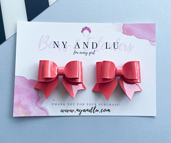 Lily Bow - Patent Coral