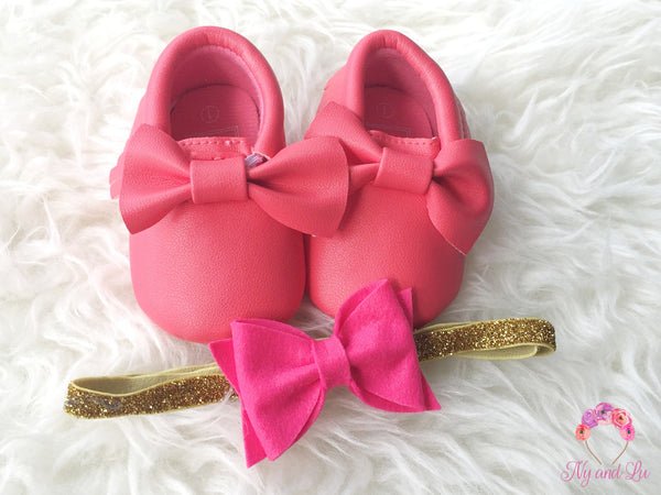 Hot Pink Bow Mocc